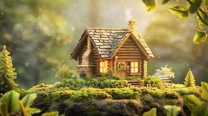 Enchanting Fairy House Illustration on an Island