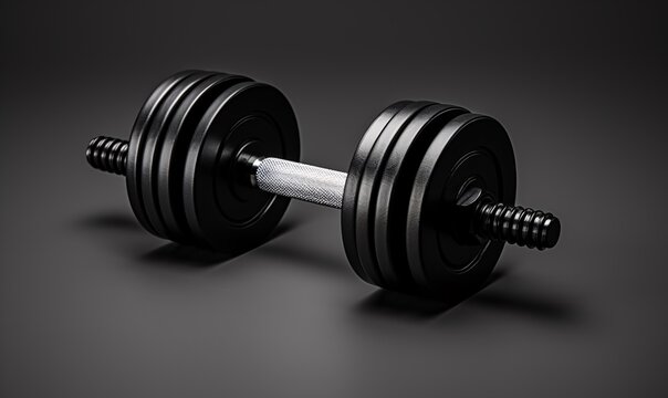 a black dumbbell with a silver handle