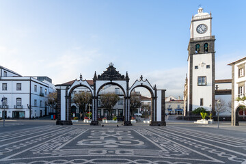 Day image of the arches of the city gates in Ponta Delgada-sao miguel-açores