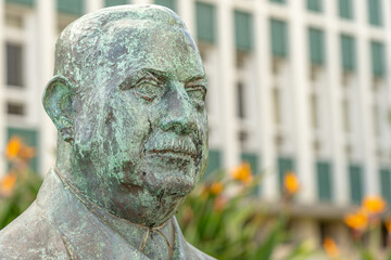 Statue in honor of counselor Luis Bettencourt displayed on a street in Ponta Delgada-São Miguel-Açores-Portugal.3-3-2024