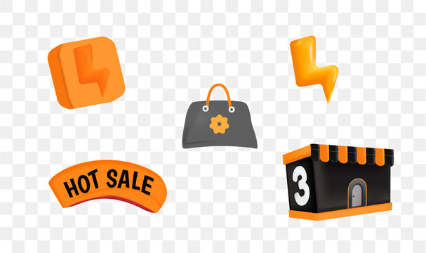 3d set online shopping icons. shopping symbol.
