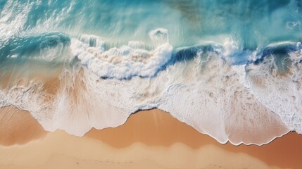 Fototapeta na wymiar Aerial view of sandy beach and ocean 