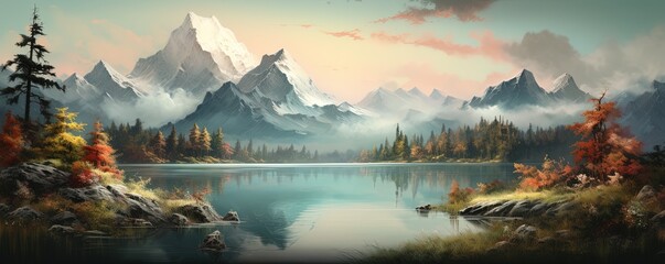 lake in the mountains - obrazy, fototapety, plakaty