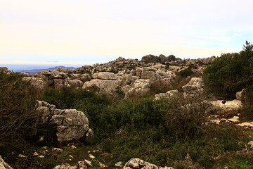 Fototapeta na wymiar El Torcal de Antequera is a nature reserve in the Sierra del Torcal mountain range located south of the city of Antequera, in the province of Málaga