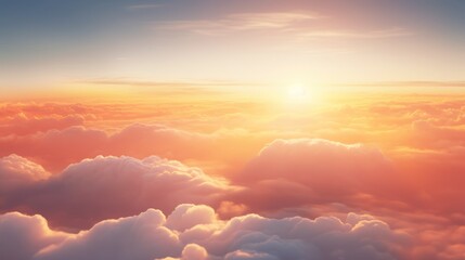 Obraz premium beautiful sunset clouds with sun shining through fog,