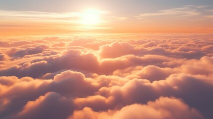  beautiful sunset clouds with sun shining through fog,