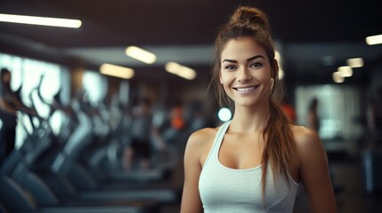 Fototapeta premium Beautiful woman wearing sportswear in the gym, woman with sports and health