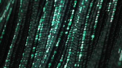 Green digital binary code 3D rendering