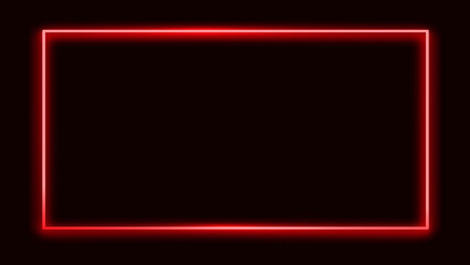 Red neon boarder for website banner and has space for writing, Red Neon lines digital background, Red Neon social media banner, Red Neon boarder website banner - obrazy, fototapety, plakaty