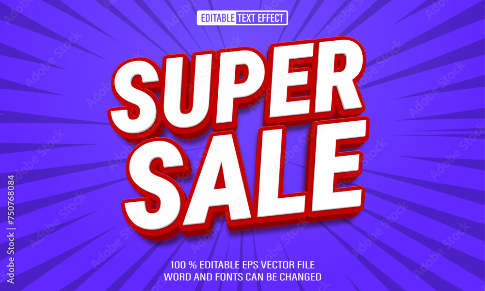 Poster editable 3d text style effect - super sale text effect template