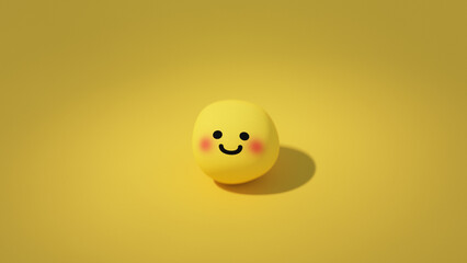 Happy smiley face character 3D render