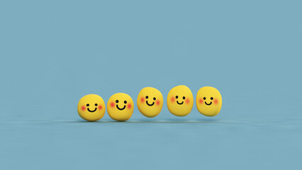 Group of happy smiley face characters 3D render