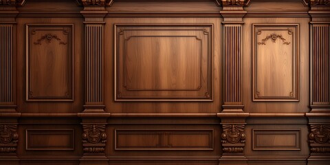 Luxury wood paneling background or texture. highly crafted classic / traditional wood paneling,...