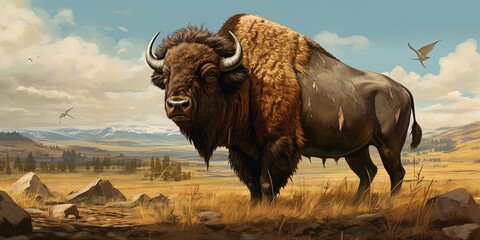 Early american buffalo.