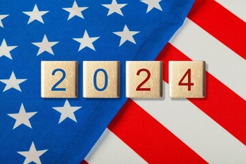 United States 2024 presidential election on wooden cubes
