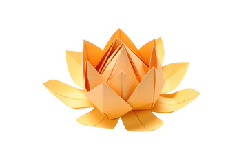 Origami Lotus Flower. The intricate folds and delicate petals showcase the artistry and precision of the origami craft. Isolated on a Transparent Background PNG.