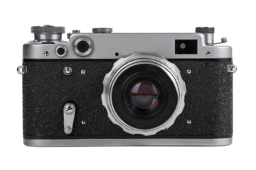 vintage photo camera on a white background.