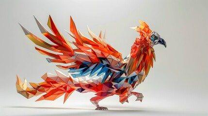Origami Phoenix Digital Surrealism Art by C Yang