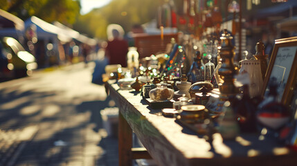 Fototapeta na wymiar A street market with a variety of items for sale, 