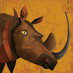 Stylized rhinoceros. Illustration in minimalistic style
