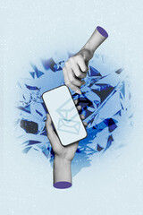 Vertical template illustration collage of advert email messenger application receiving...