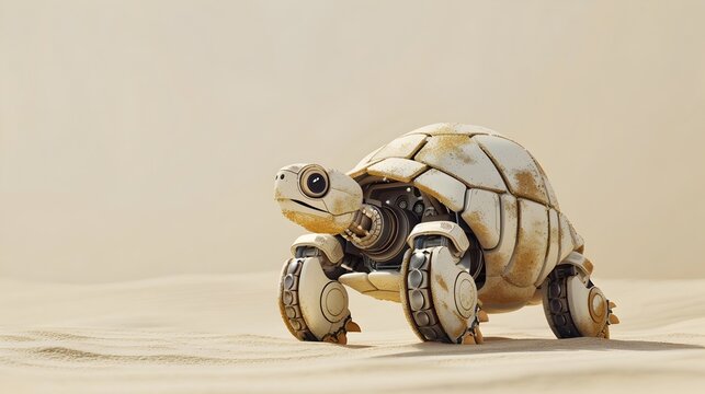 Futuristic Robot Tortoise in the Desert