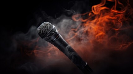 close-up, Microphone with smoke