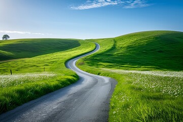 Naklejka premium Grüne Route: Entdeckungsreise auf dem Hügelweg