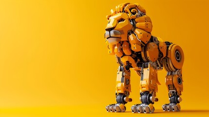 Stylized Mechanical Lion 3D Rendering in the Style of Byzantine-Inspired