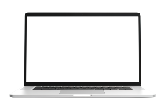 Laptop computer with blank screen isolated on transparent background Remove png, Clipping Path, pen tool