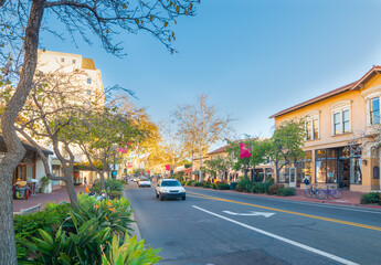 Picturesque street on a sunny day in Santa Barbara - 750775812