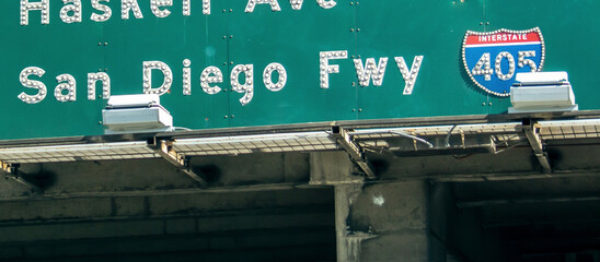 Close up of 405 Freeway sign in Los Angeles