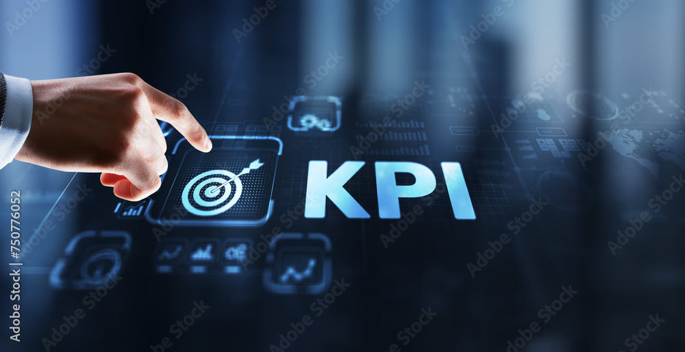 Poster kpi key performance indicator business internet technology concept on virtual screen