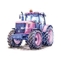 cute tractor vector illustration in watercolour style