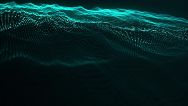 Technology background. Abstract digital particle wave. Futuristic dotted wave. Sound wave visualization. Digital background. Plexus effect. 3d. 4K animation.