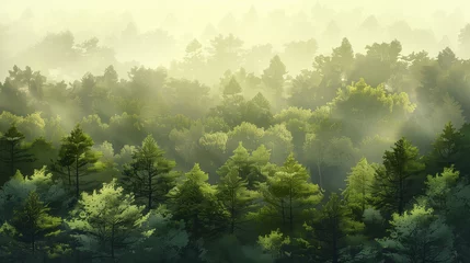 Foto op Canvas Pine forest background with morning vibes © Achmad