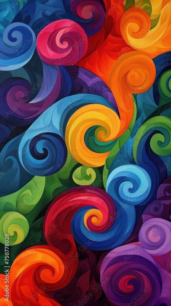 Poster abstract fiesta of colorful swirls. inspired by the joy and energy of festivities, this illustration