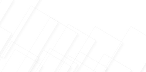 Abstract minimal geometric white and gray light banner pattern with shadows. White and grey modern minimalistic pale background. Geometric square line shapes, stylist wallpaper line vector background.