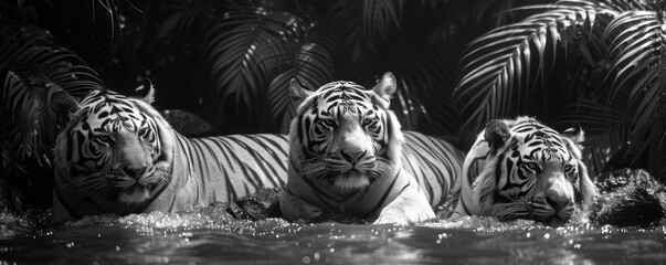 captivating world of focus and determination with this black and white depiction of a tiger in deep concentration read book - obrazy, fototapety, plakaty