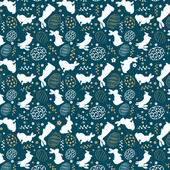 Cute hand drawn easter eggs and bunnies , fun garland, great for textiles, banners, wallpapers, easter cards and wrapping - vector design