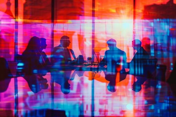 business meeting by table with blurred background Generative AI