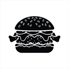 Burger vector silhouette illustration, Fast Food vector, cheese Burger silhouette illustration black color