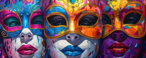 Vibrant Floats and Masks. Pop Art Celebrates in a Colorful Fusion of Costume and Carnival. Immerse...
