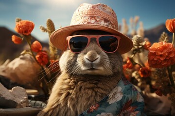 Easter Bunny doing Flower Delivery Generative AI