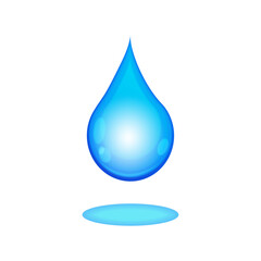 Realistic 3D water drop . Vector ecology concept.