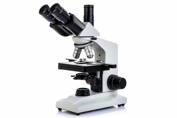 Fototapeta na wymiar Modern microscope equipment Isolated on a white background For scientific research and discovery