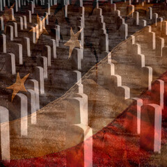 Arlington Military Cemetery with Faded Flag Patriotic Defending Country