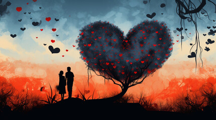 Valentine's day special love couple background artwork design. - obrazy, fototapety, plakaty
