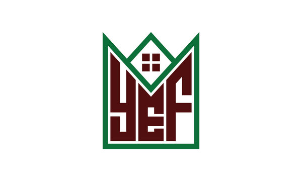 YEF initial letter real estate builders logo design vector. construction, housing, home marker, property, building, apartment, flat, compartment, business, corporate, house rent, rental, commercial