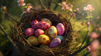 Joyful Easter Nest: Celebrating Renewal and Festivity